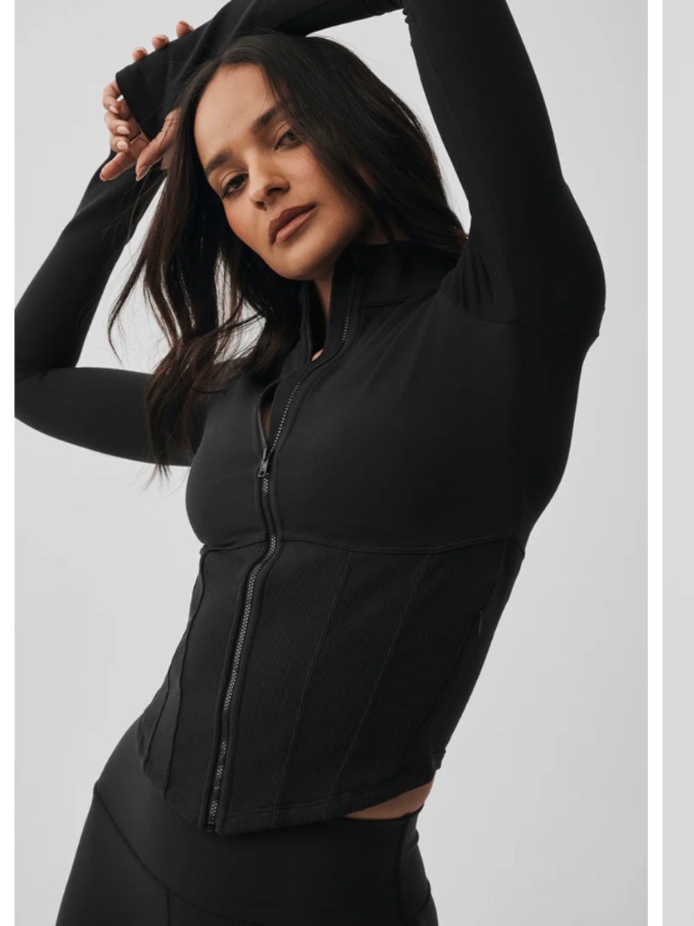 ALO Yoga SET (2)NWT: Black Corset jacket and Goddess dress size Small